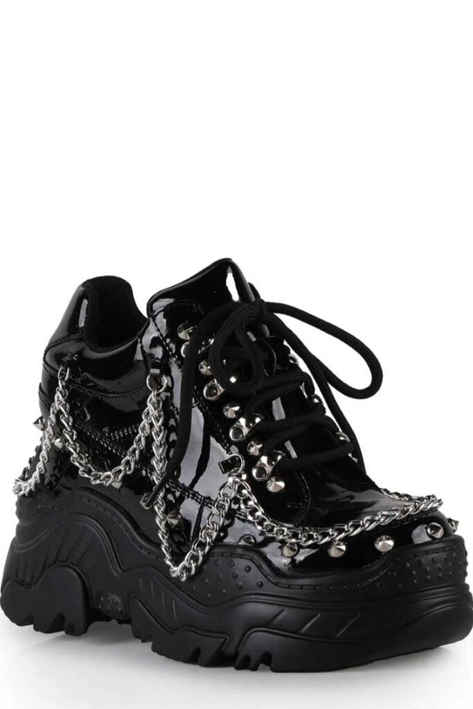 Black sneaker with chains and spikes, designed by Anthony-wang.